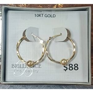 10K Brilliance Yellow Gold Hollow Round Hoop Earrings Pierced Beautiful